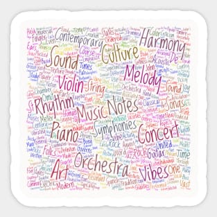 Melody Music Orchestra Silhouette Shape Text Word Cloud Sticker